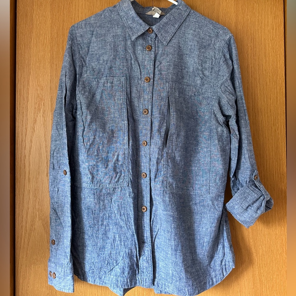 Duluth Trading Co Hemp and Organic Cotton Button Down L